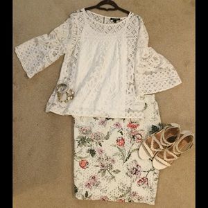 Eyelet Floral Skirt